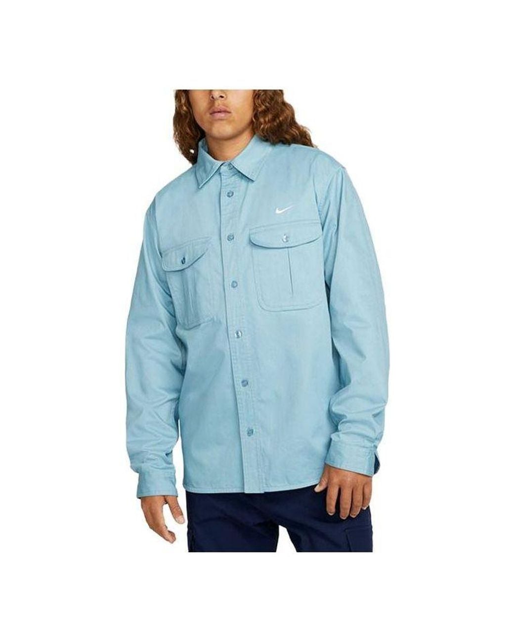 Nike Blue Sb Woven Skate Long-Sleeve Button Down for men