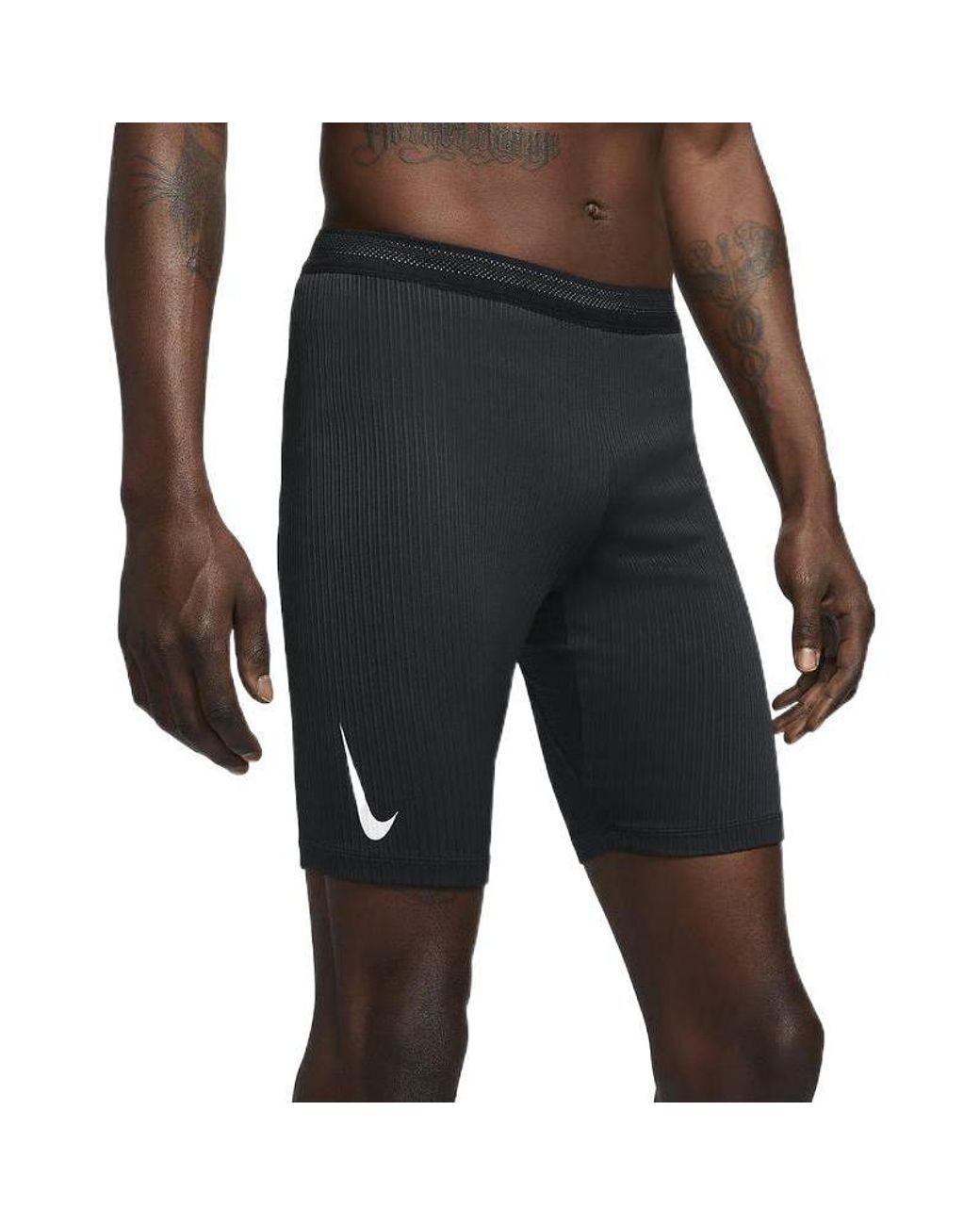 Nike Black Solid Color Logo Printing Slim Fit Sports Shorts for men