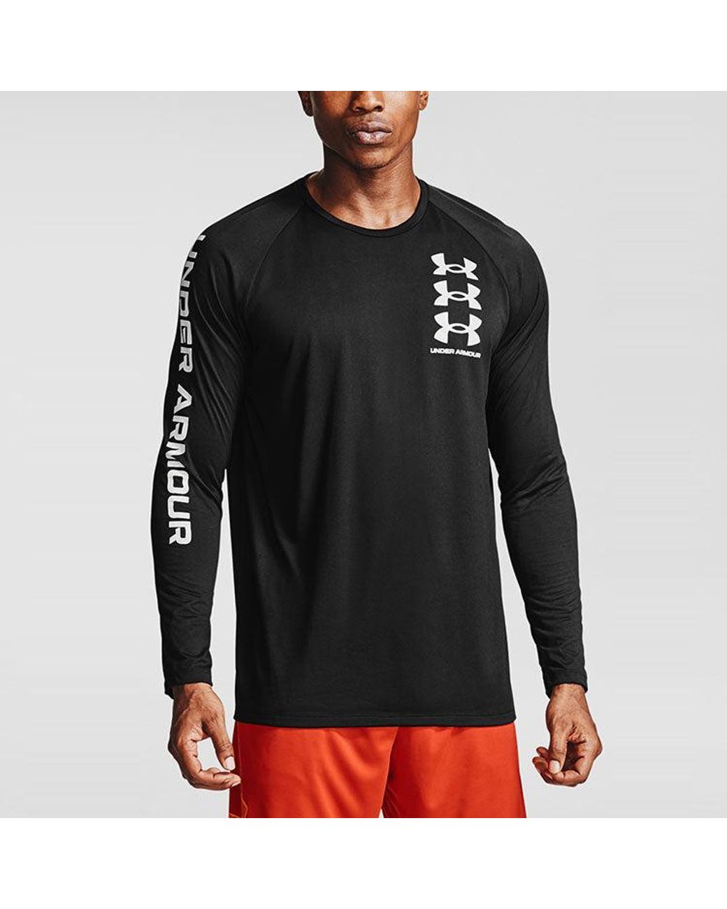 Under Armour Blue Tech Triple Logo Long Sleeve Shirt for men