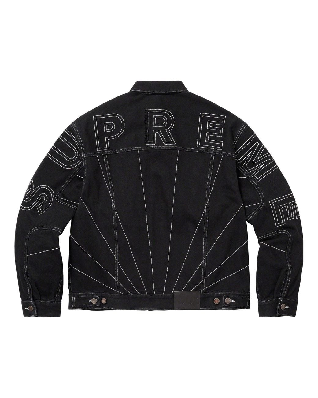 Supreme Radial Embroidered Denim Trucker Jacket in Black for Men