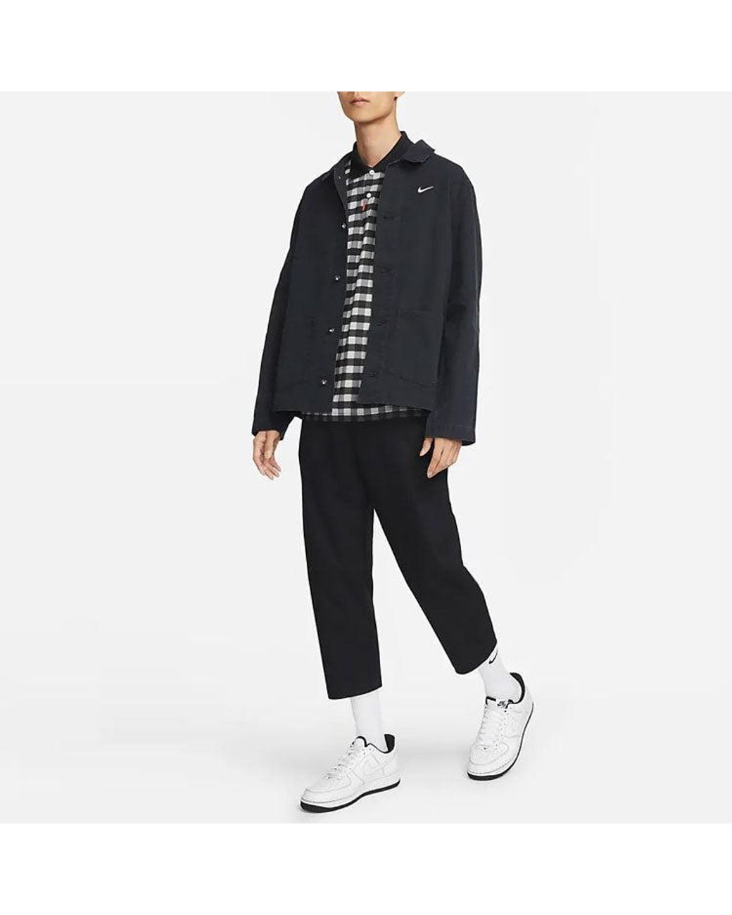 Nike Blue Solid Color Logo Lapel Casual Long Sleeves Autumn Jacket for men