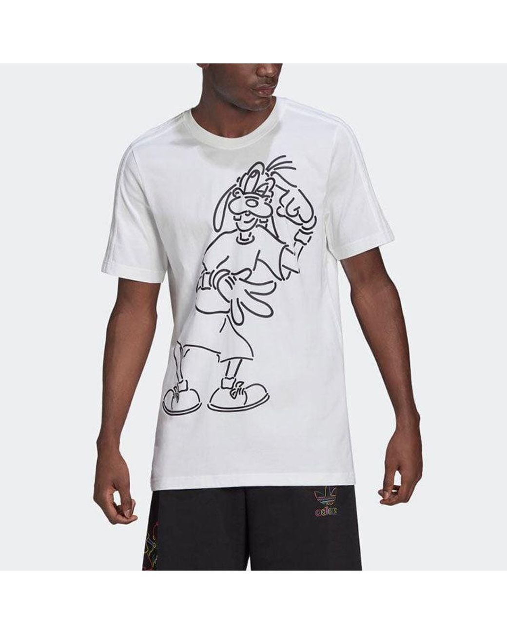 Adidas White Originals X Isney Crossover Cartoon Printing Casual Breathable Stripe Pattern Sports Short Sleeve for men