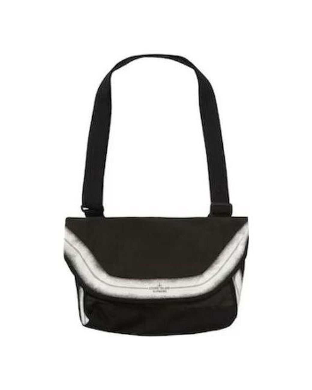 Supreme Black X Stone Island Stripe Messenger Bag for men