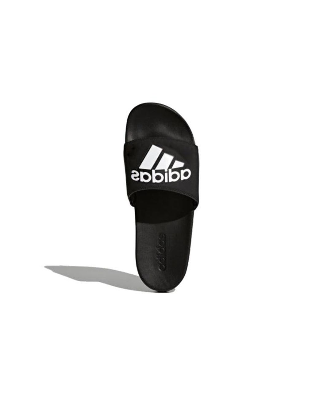 Adidas Black Adilette Cloudfoam Plus Slides 'Core' for men
