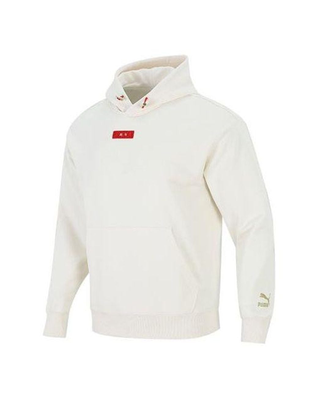 PUMA White Limited Cny Knit Hooded Stay Warm Athleisure Casual Sports Pullover for men