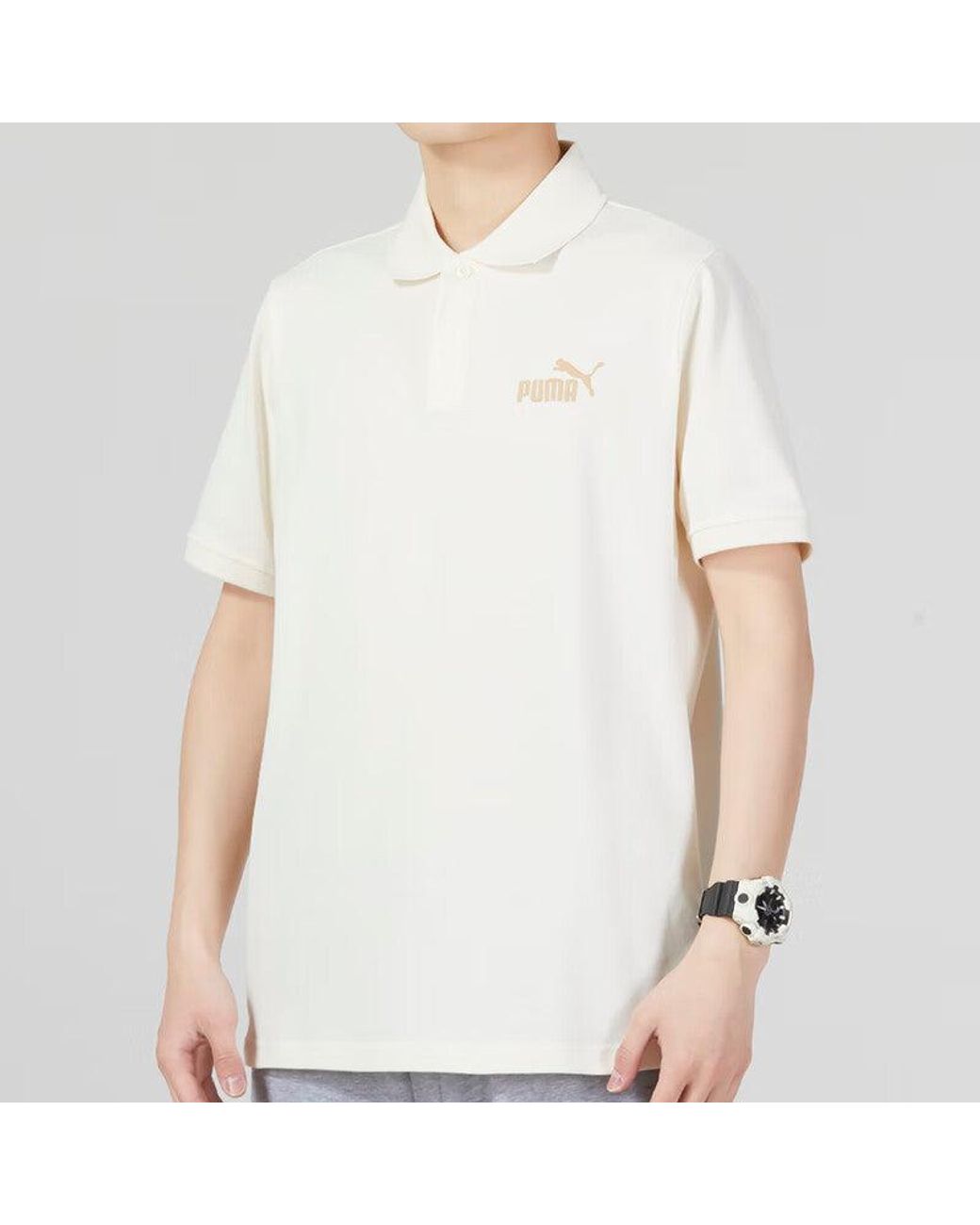 PUMA White Essential Pique Polo for men
