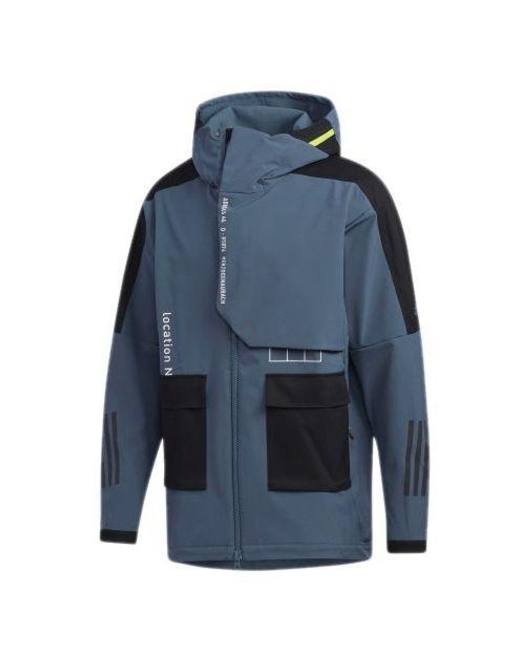 Adidas Blue Tech Outr Jkt Zipper Cardigan Casual Sports Hooded Jacket for men