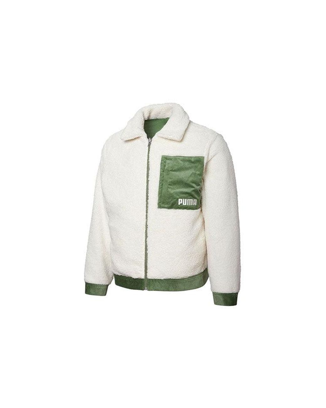 PUMA Green Cord Embroidered Logo Reversible Corduroy Jacket for men