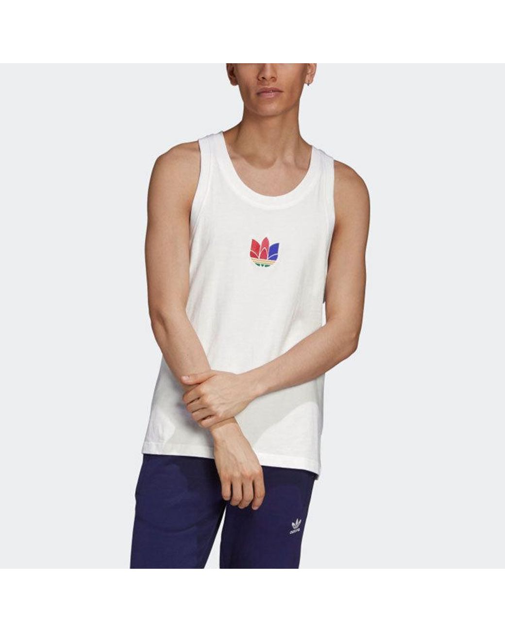 Adidas White Originals Embroidered Logo Retro Sports Vest for men