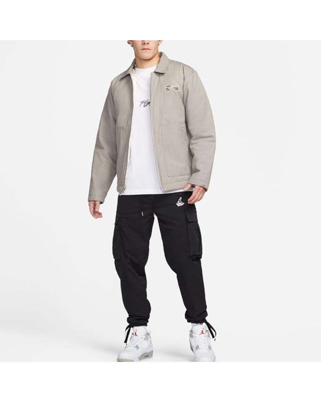 Nike Gray Alphabet Printing Zipper Jacket for men
