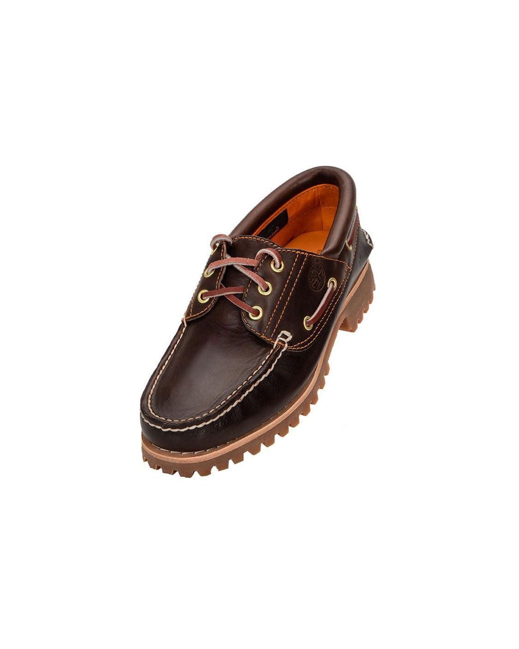 Timberland Brown 3-Eye Lug Handsewn Boat Shoe for men
