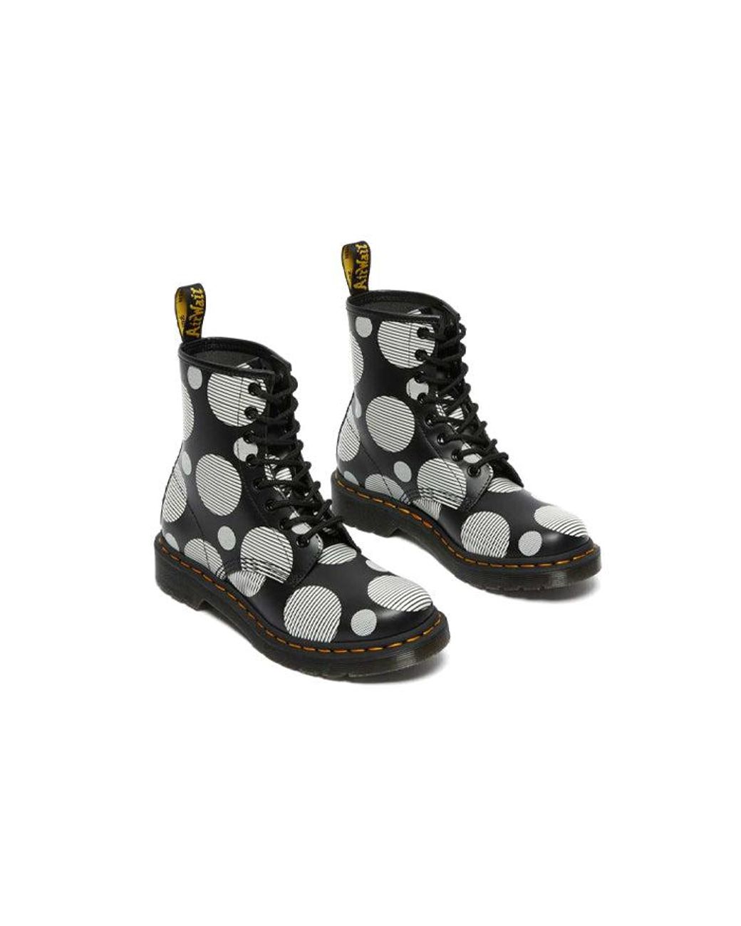 Dr. Martens Black (Wmns) Dr.Martens 1460 Polka Dot Smooth Leather Lace Up Boots