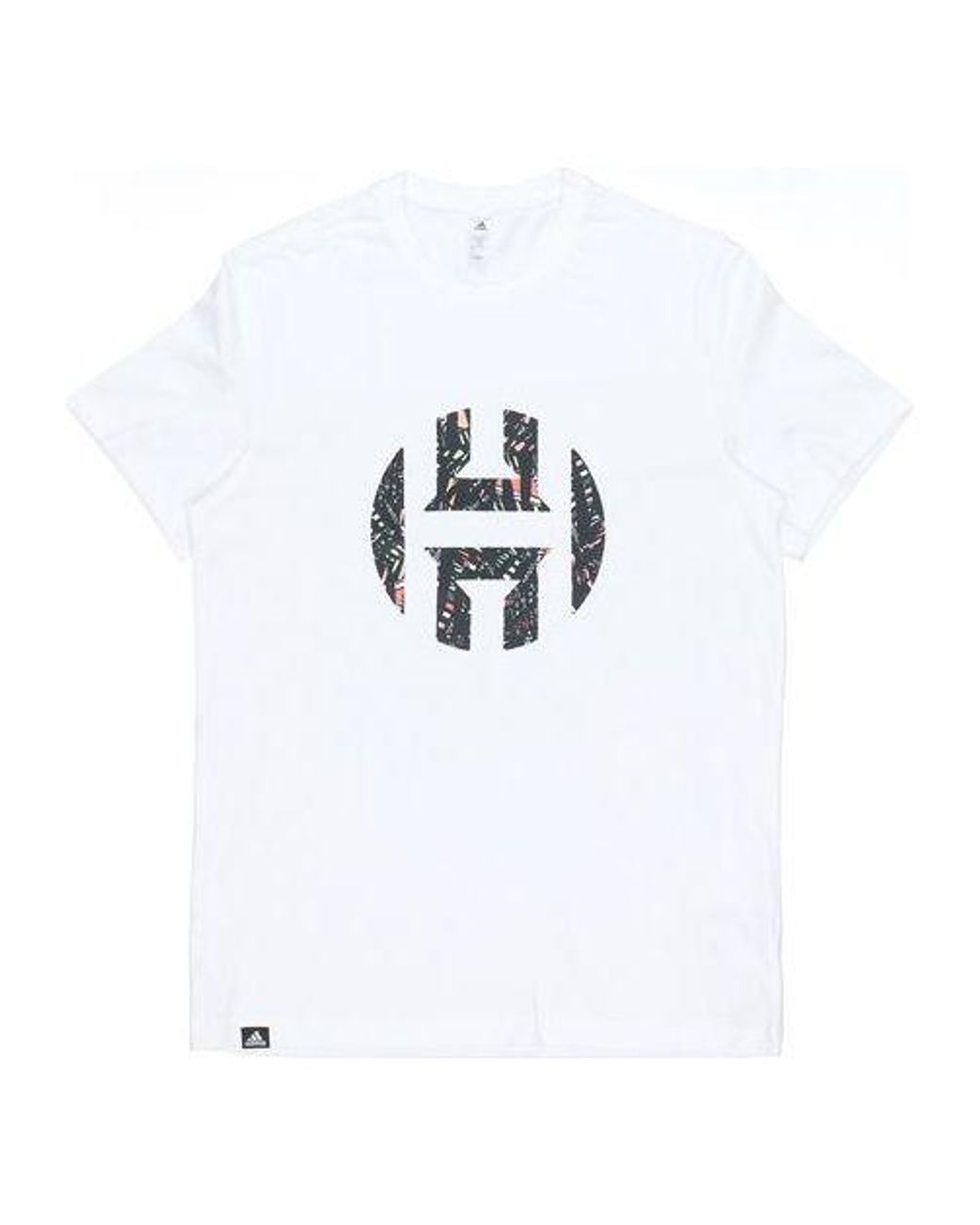 Adidas White Harden Logo Tee Basketball Sports Short-Sleeve Tee for men