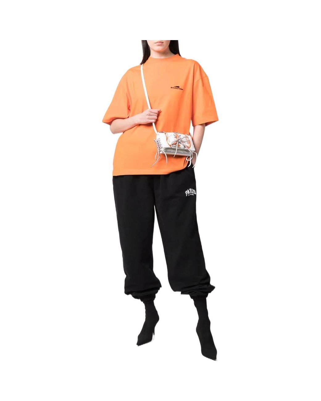 Balenciaga Black Paris Logo Stretched Knee Sweatpants