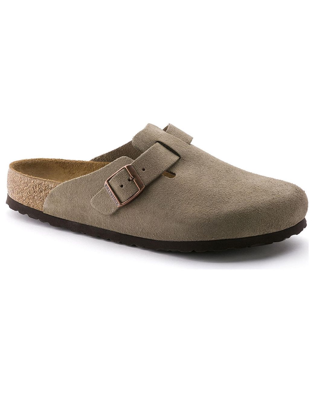 Birkenstock Brown Boston Soft Footbed Suede Narrow 'Taupe' for men