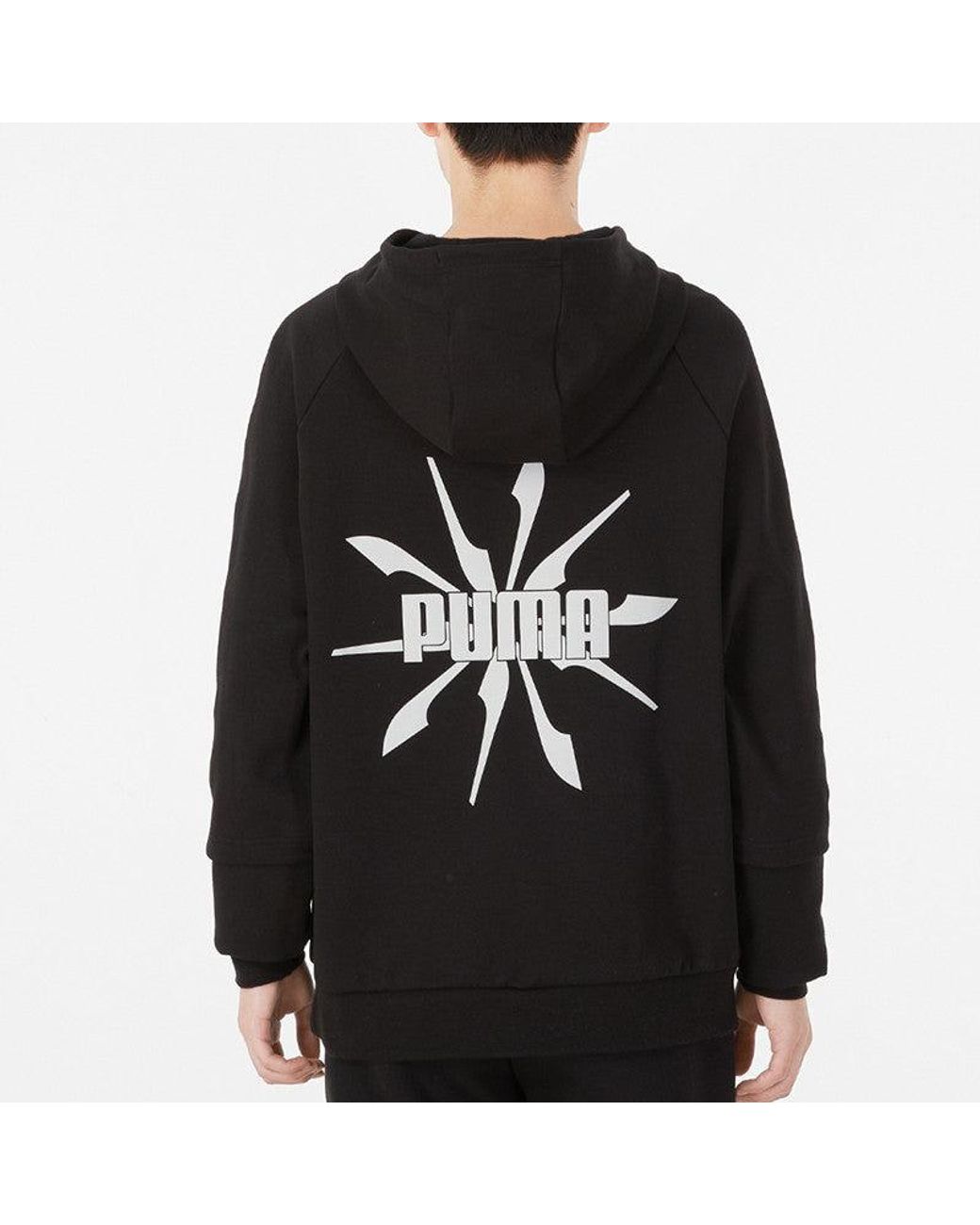 PUMA Black Logo Pattern Printing Loose Couple Style for men