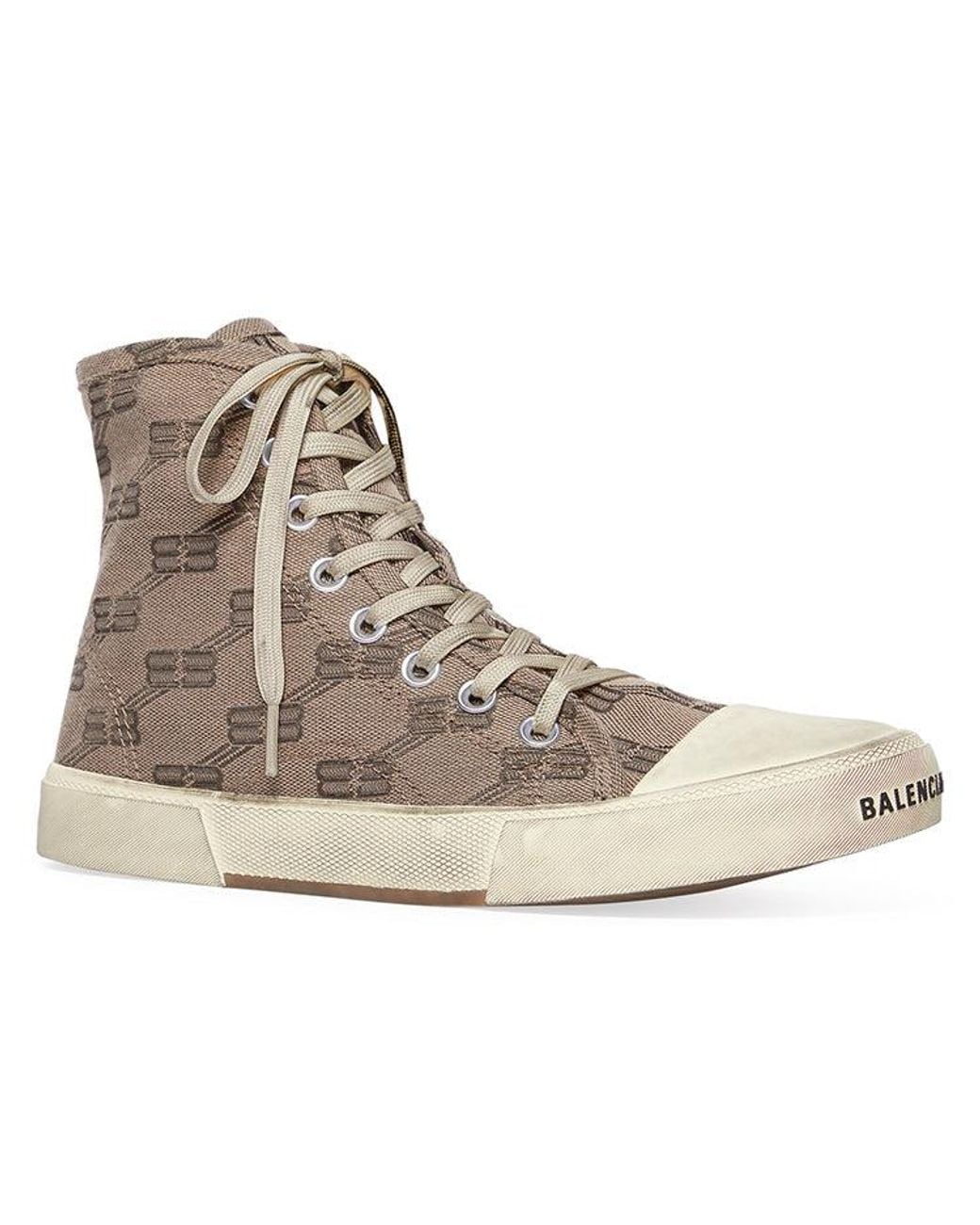 Balenciaga Brown (Wmns) Paris High Top Sneakers Bb Monogram Cotton And Rubber'