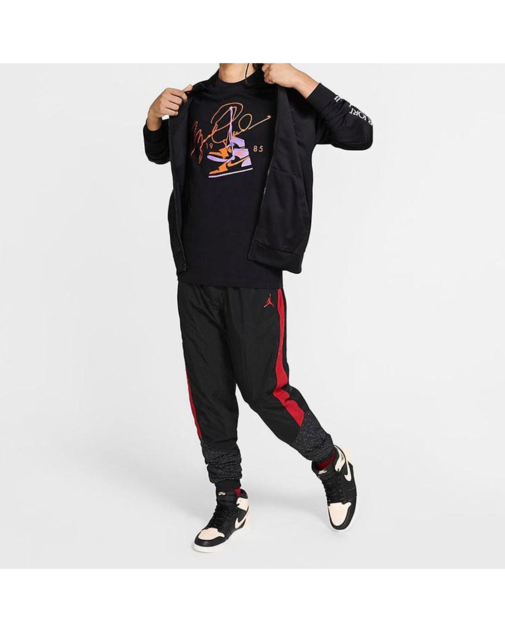 Nike Black Jordan Aj85 Signature Printing Short Sleeve T-Shirt for men