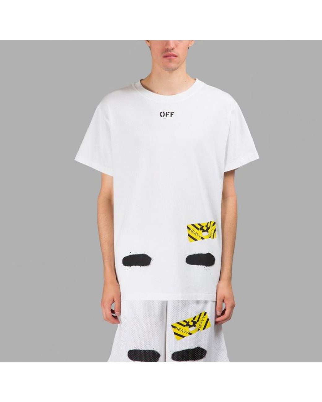 Off-White c/o Virgil Abloh White C/O Virgil Abloh Tiger Stripes Splash Ink Printing Short Sleeve T-Shirt for men