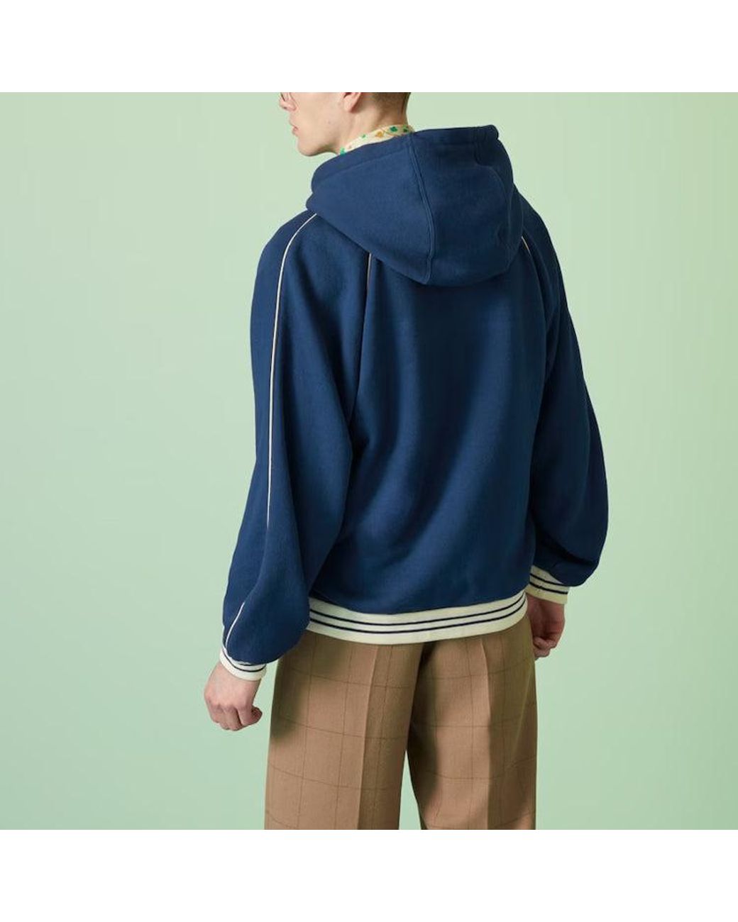 Gucci Blue Cotton Jersey Sweatshirt With Patch for men