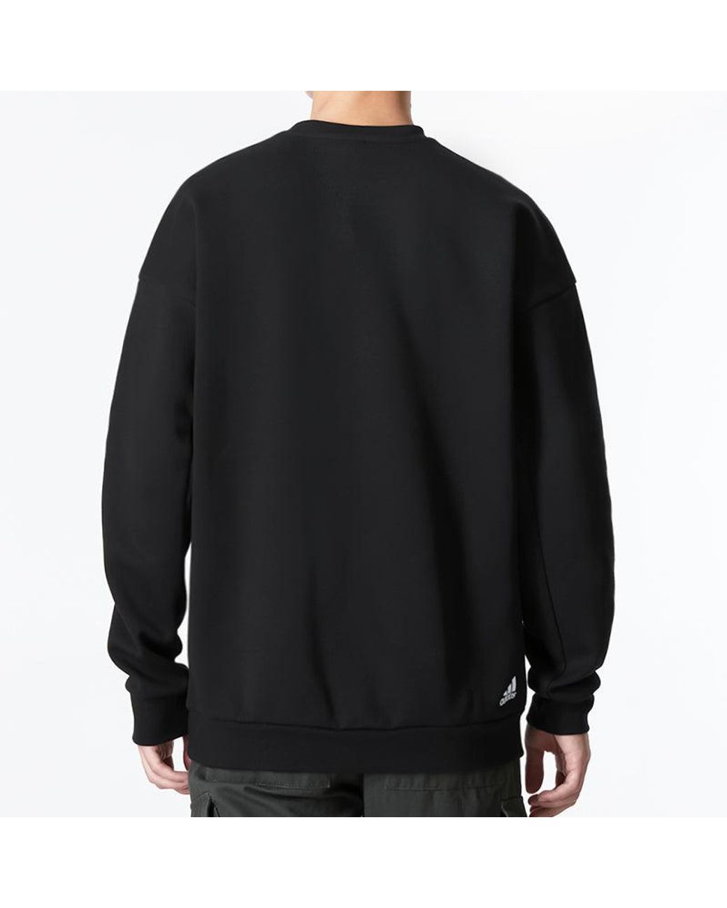 Adidas Black Th Mh Crew Logo Athleisure Casual Sports Round Neck for men