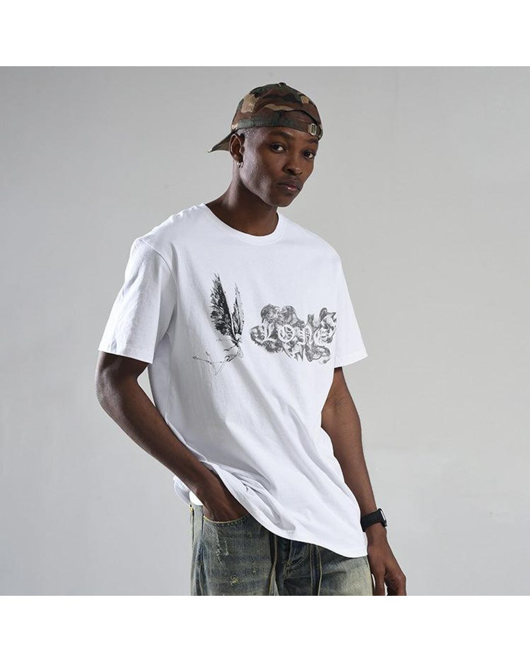 Vlone(GOAT) White Smoke Demon Angel Short Sleeve