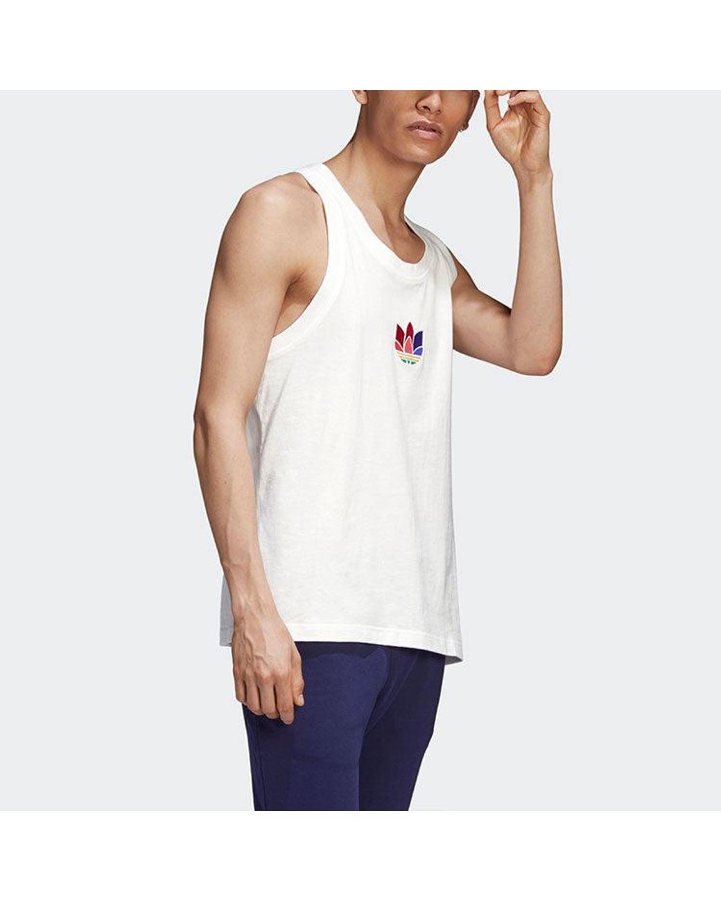Adidas White Originals Embroidered Logo Retro Sports Vest for men
