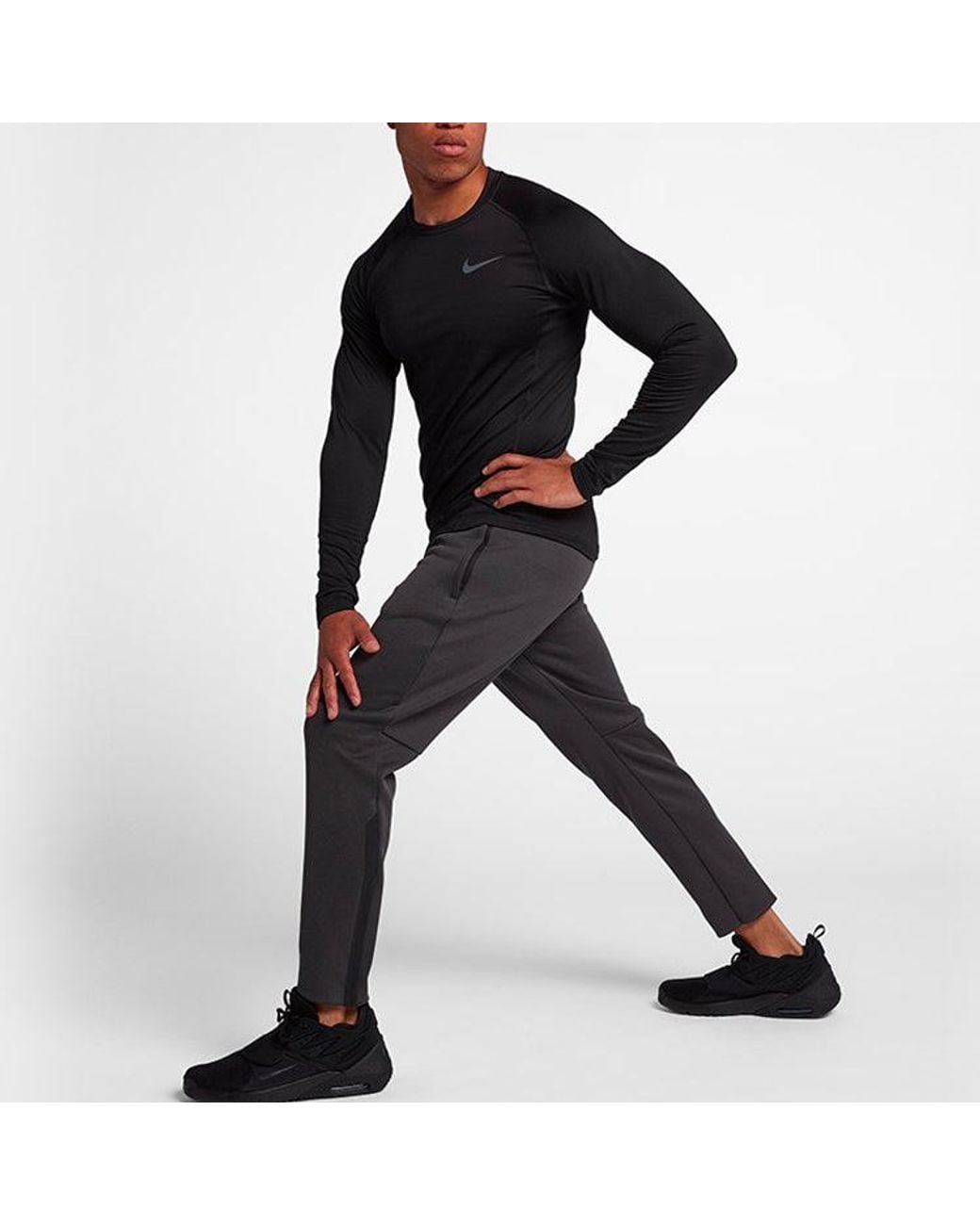 Nike Black Therma Logo Casual Running Slim Fit Training Sports Long Pants for men