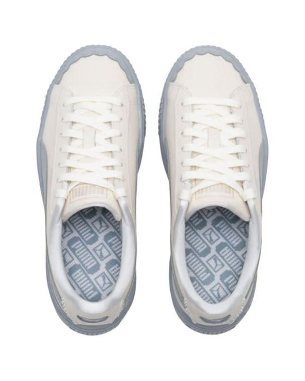 PUMA White (Wmns) Basket Platform Shoes 'Pearl'
