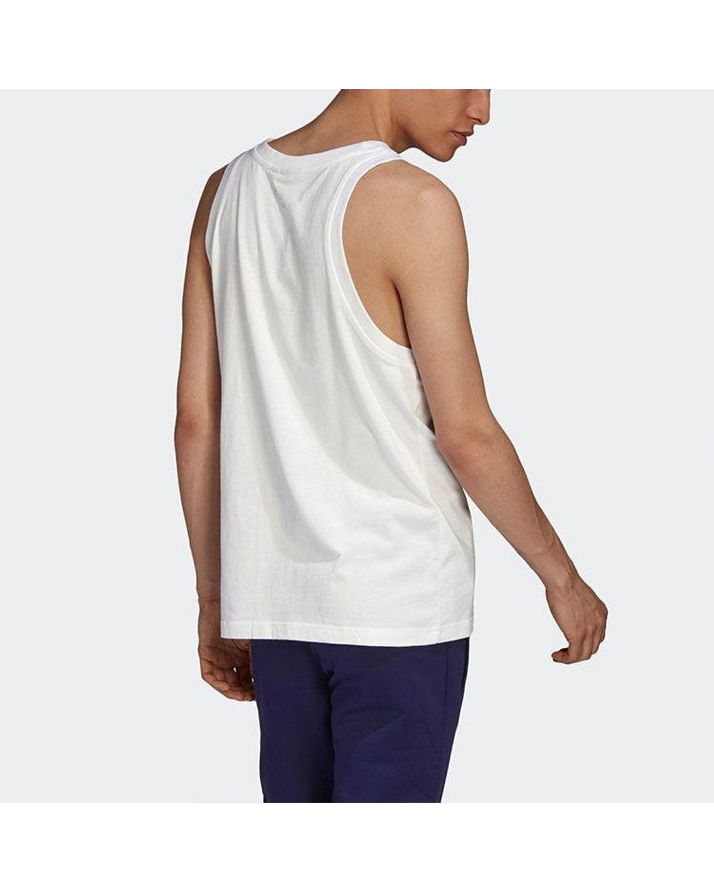 Adidas White Originals Embroidered Logo Retro Sports Vest for men