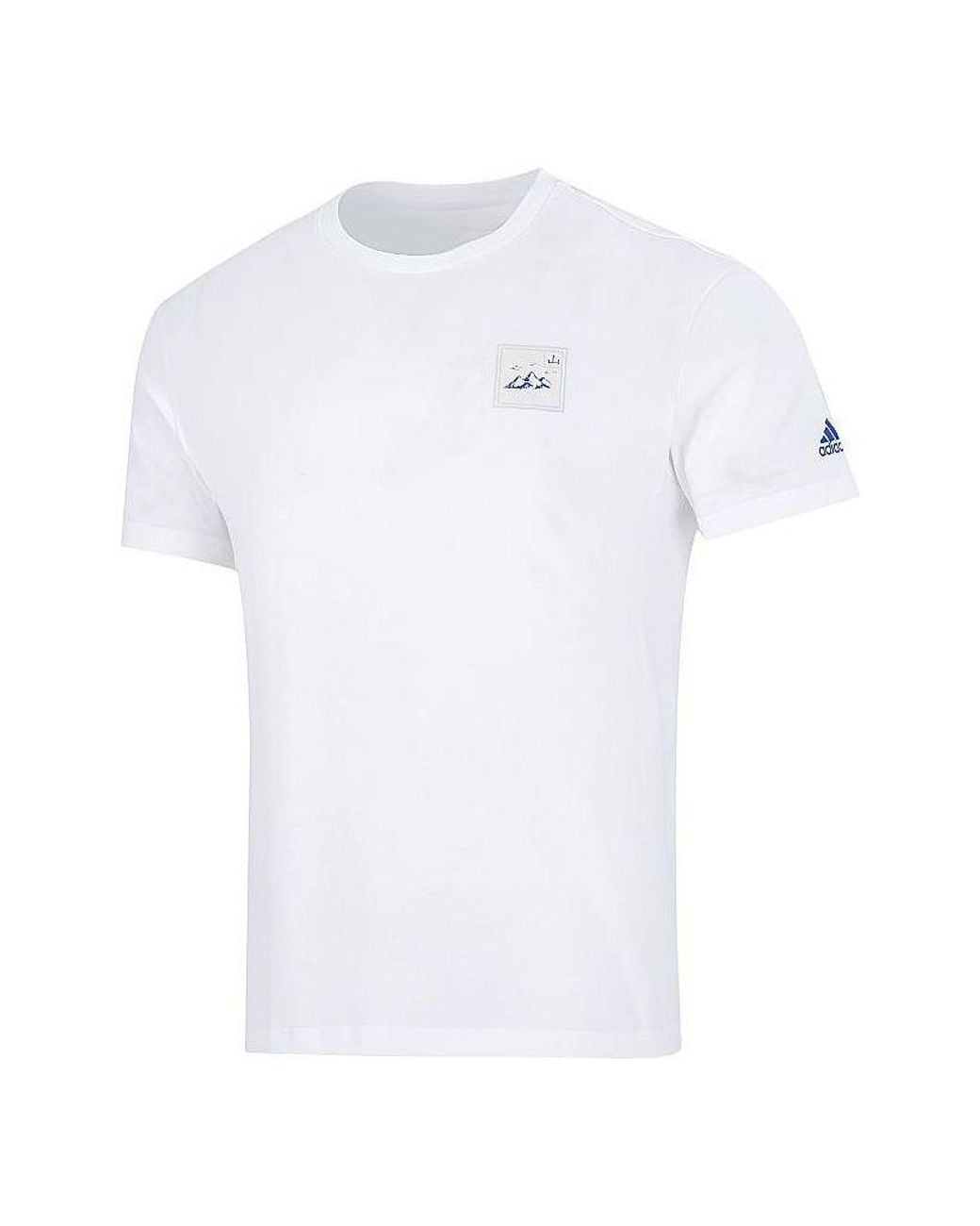Adidas White Alphabet Chinese Character Printing Round Neck Sports Short Sleeve T-Shirt for men