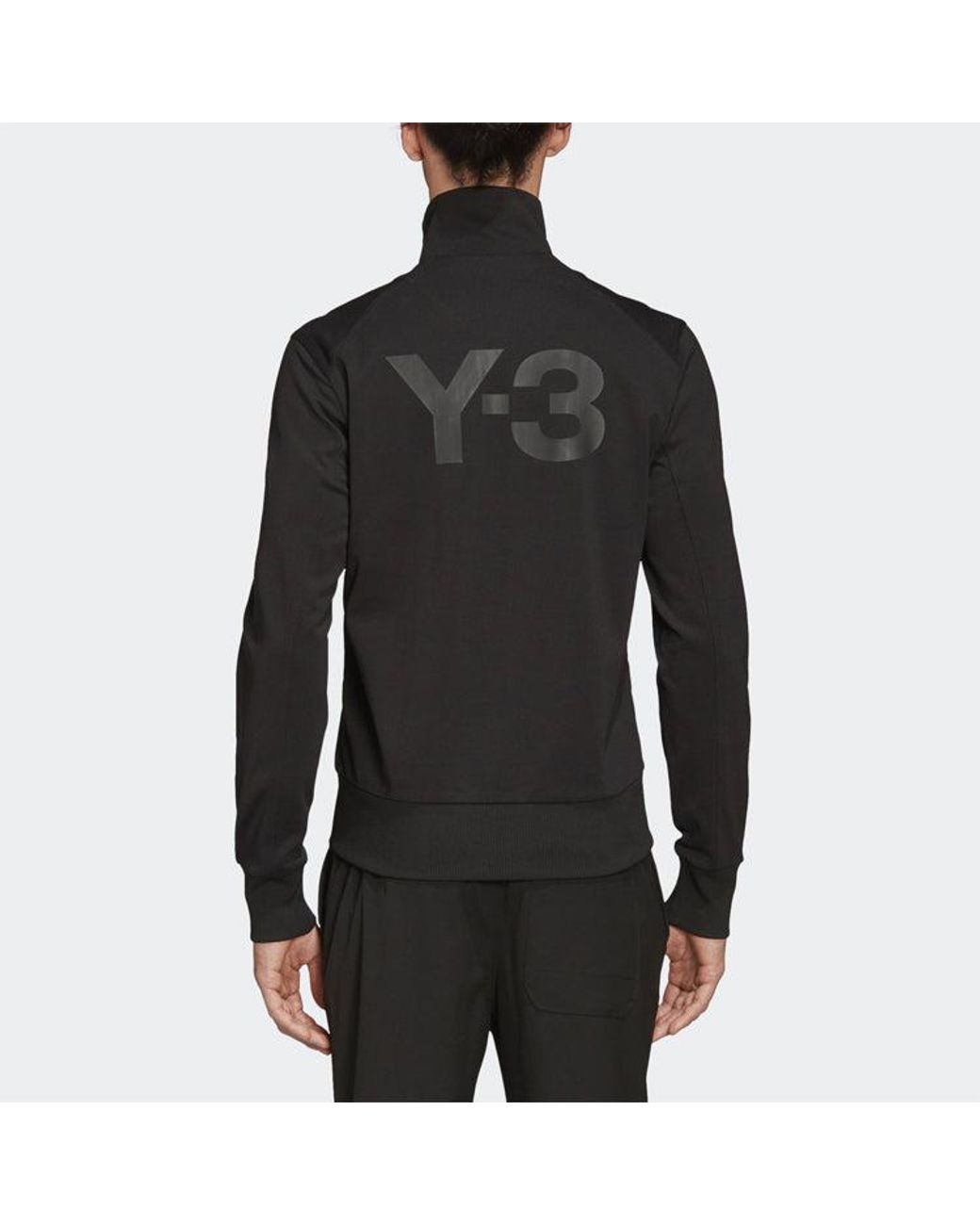 Adidas Black Y-3 Printing Logo Stand Collar Zipper Long Sleeves Jacket for men