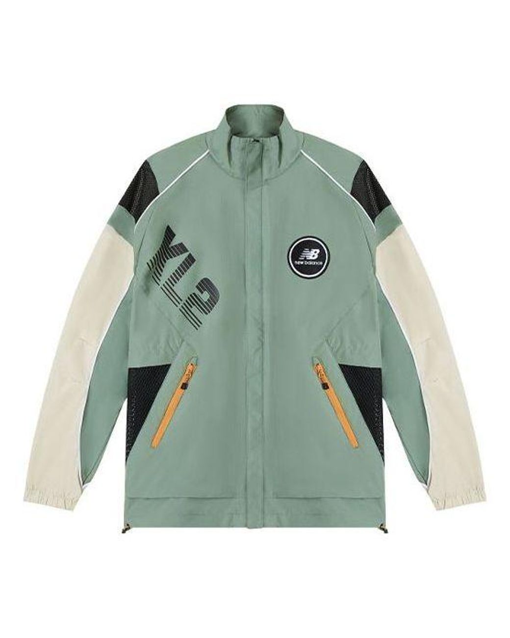 New Balance Green Logo Printing Contrasting Colors Athleisure Casual Sports Jacket for men