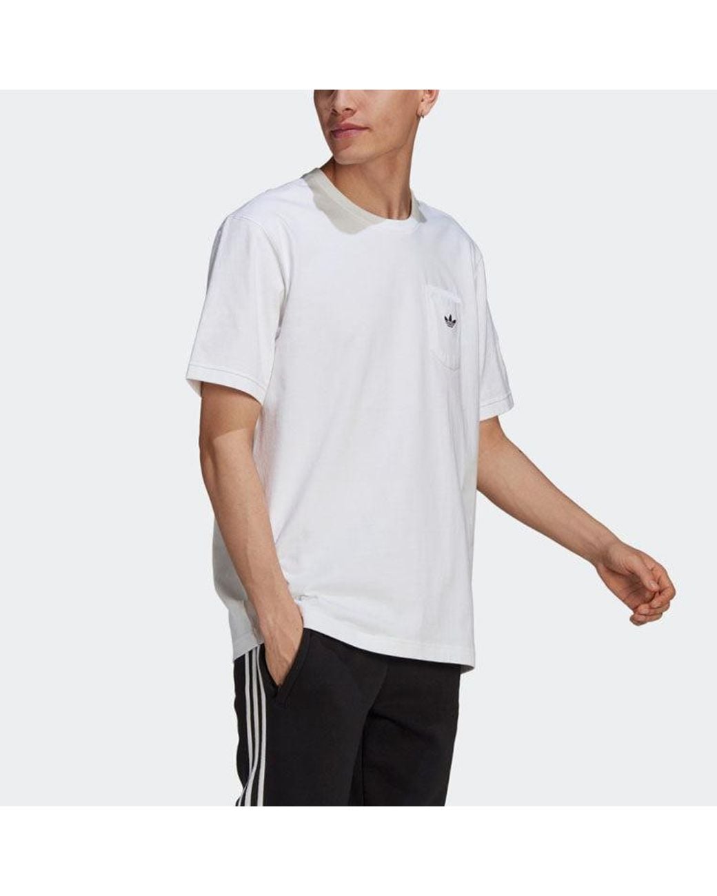Adidas White Originals Artist Tee Ss Funny Printing Sports Round Neck Short Sleeve for men