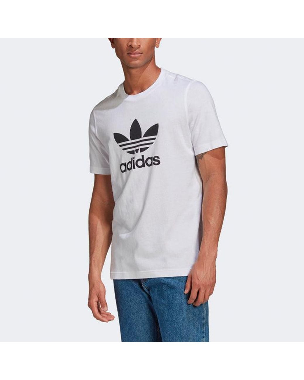 Adidas White Originals Adicolor Classics Trefoil Tee for men