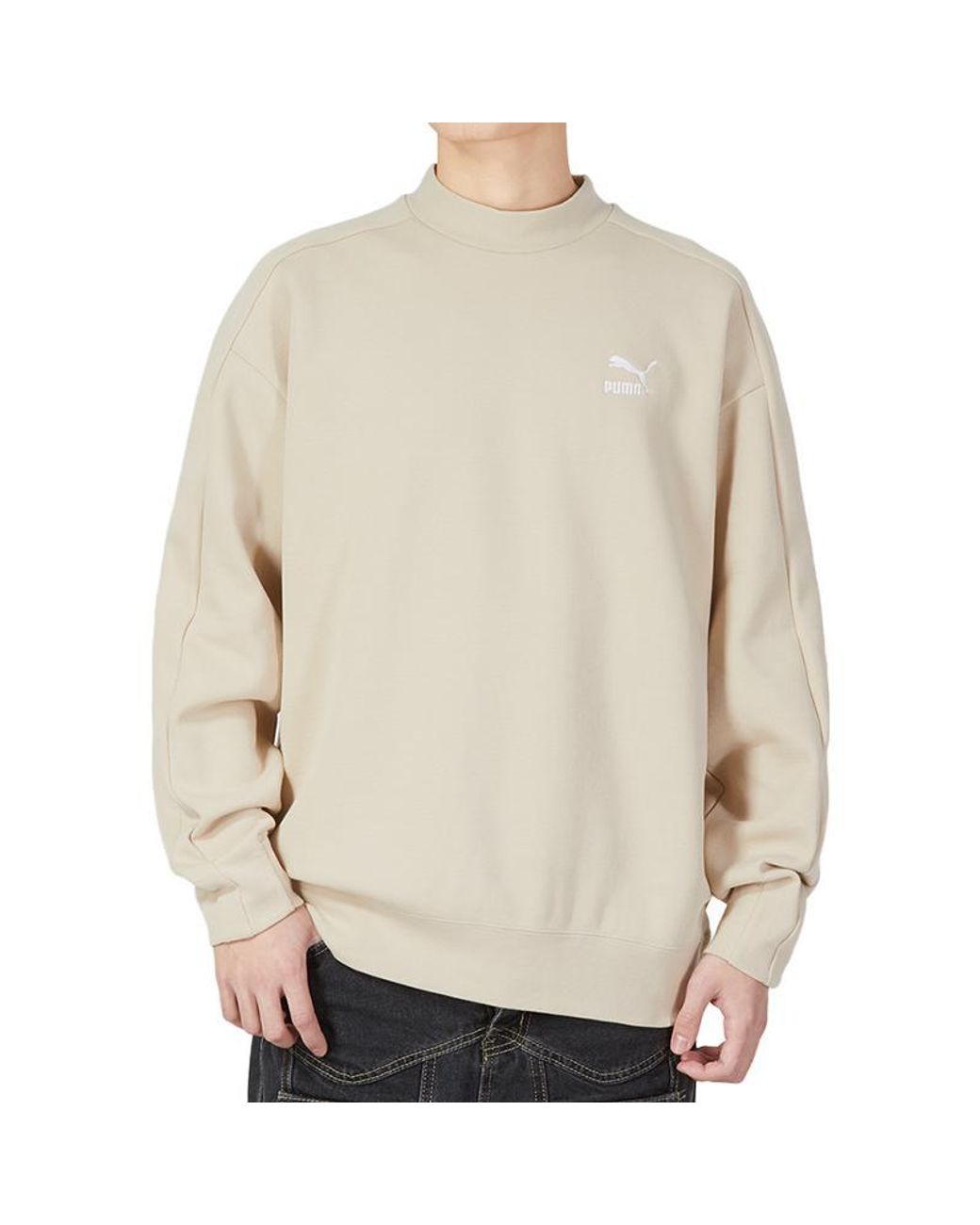 PUMA White T7 Mock Neck Crew Dk for men