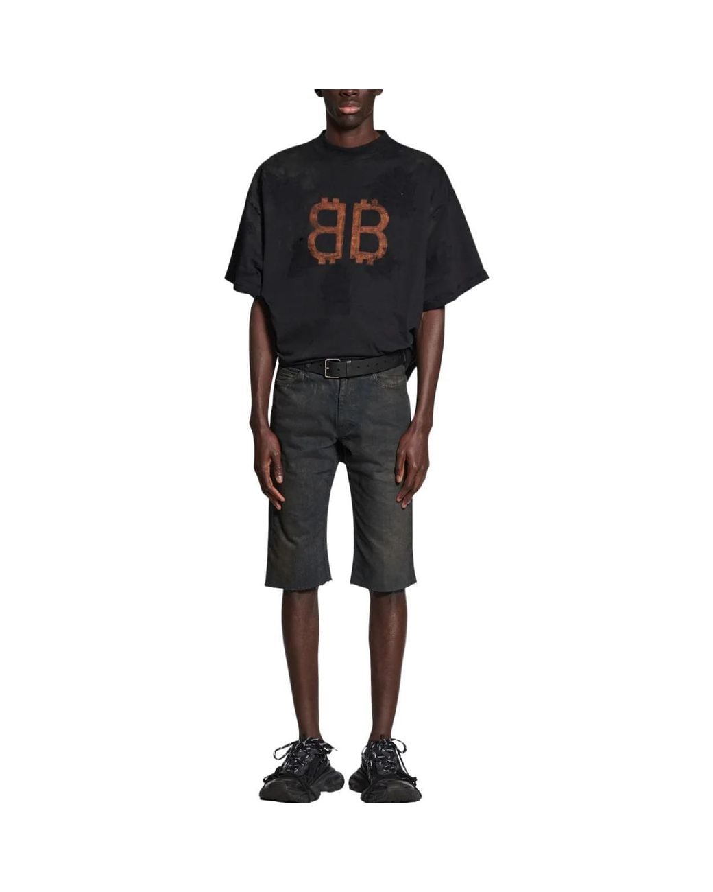 Balenciaga Gray Denim Shorts for men