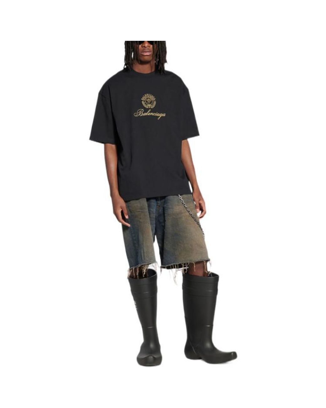 Balenciaga Black Qixi Crest T-Shirt Medium Fit for men
