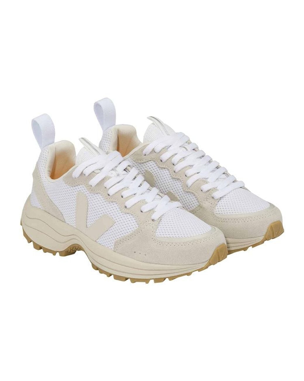 Veja White Venturi Suede Lace-Up Pierre Natural'