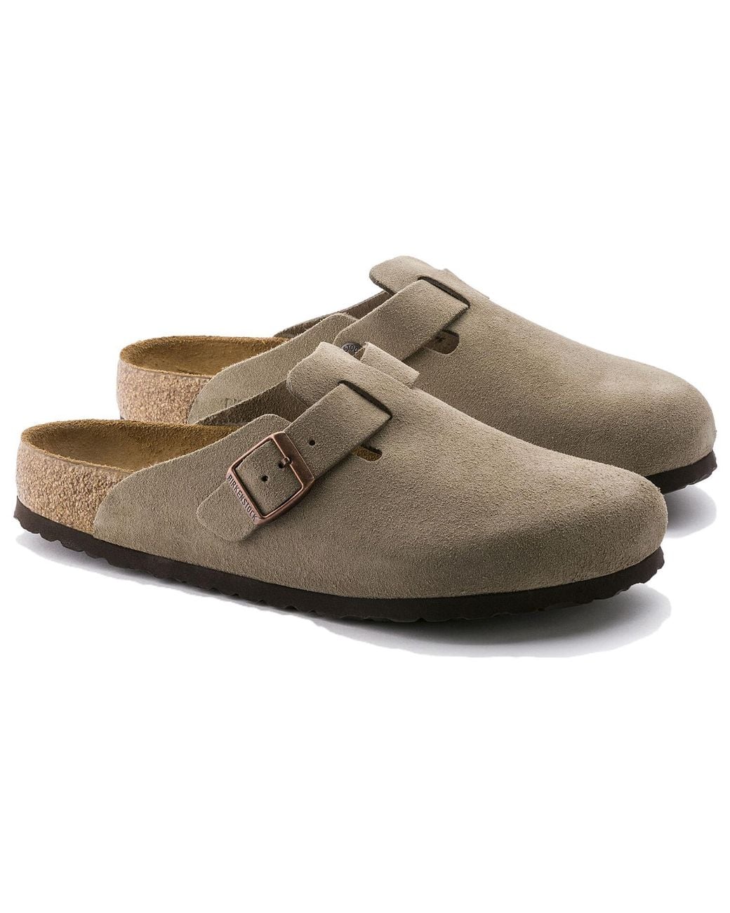 Birkenstock Brown Boston Soft Footbed Suede Narrow 'Taupe' for men