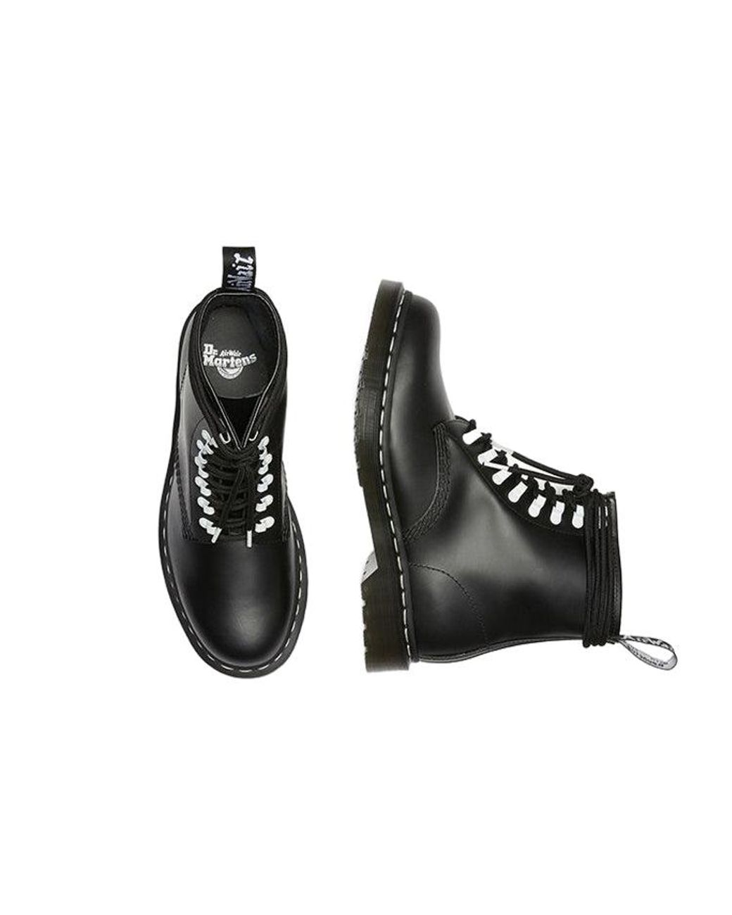 Dr. Martens Black 1460 Contrast Hardware Leather Lace Up Boots