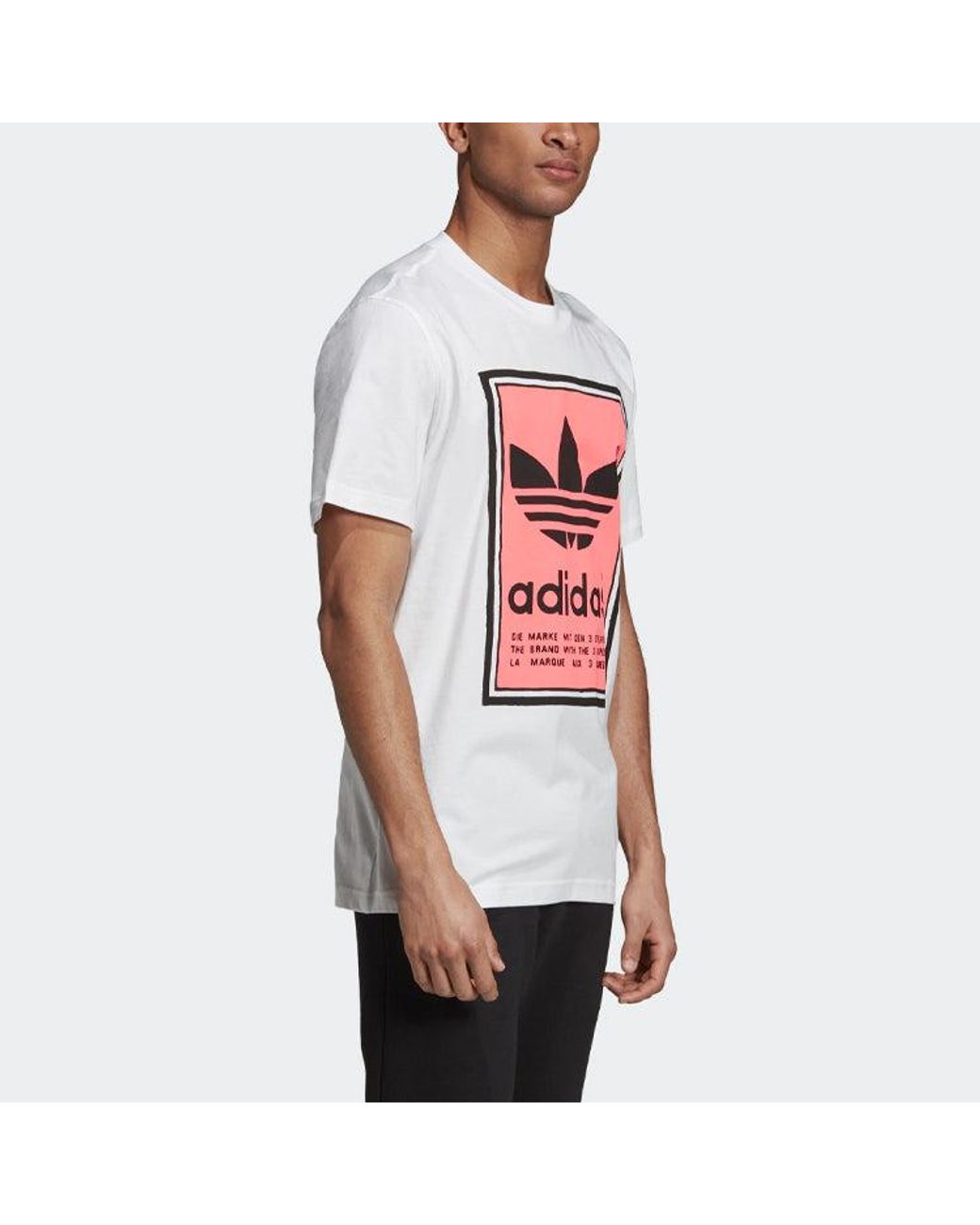 Adidas Red Originals Filled Label Logo Printing Short Sleeve for men