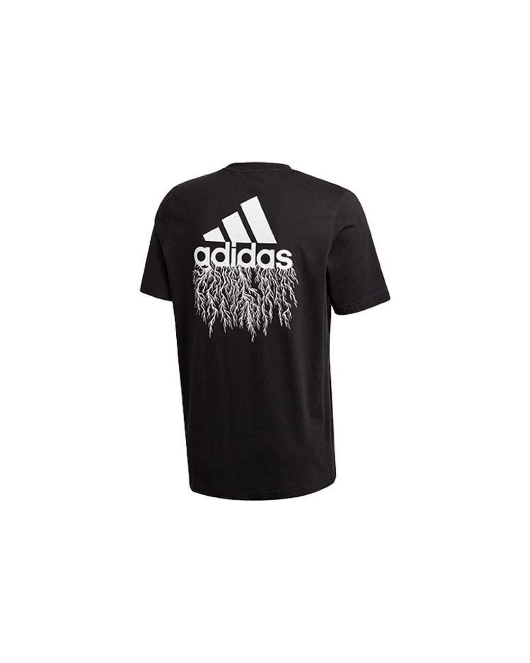 Adidas Black Ris T Sports Training Printing Logo Round Neck Short Sleeve for men