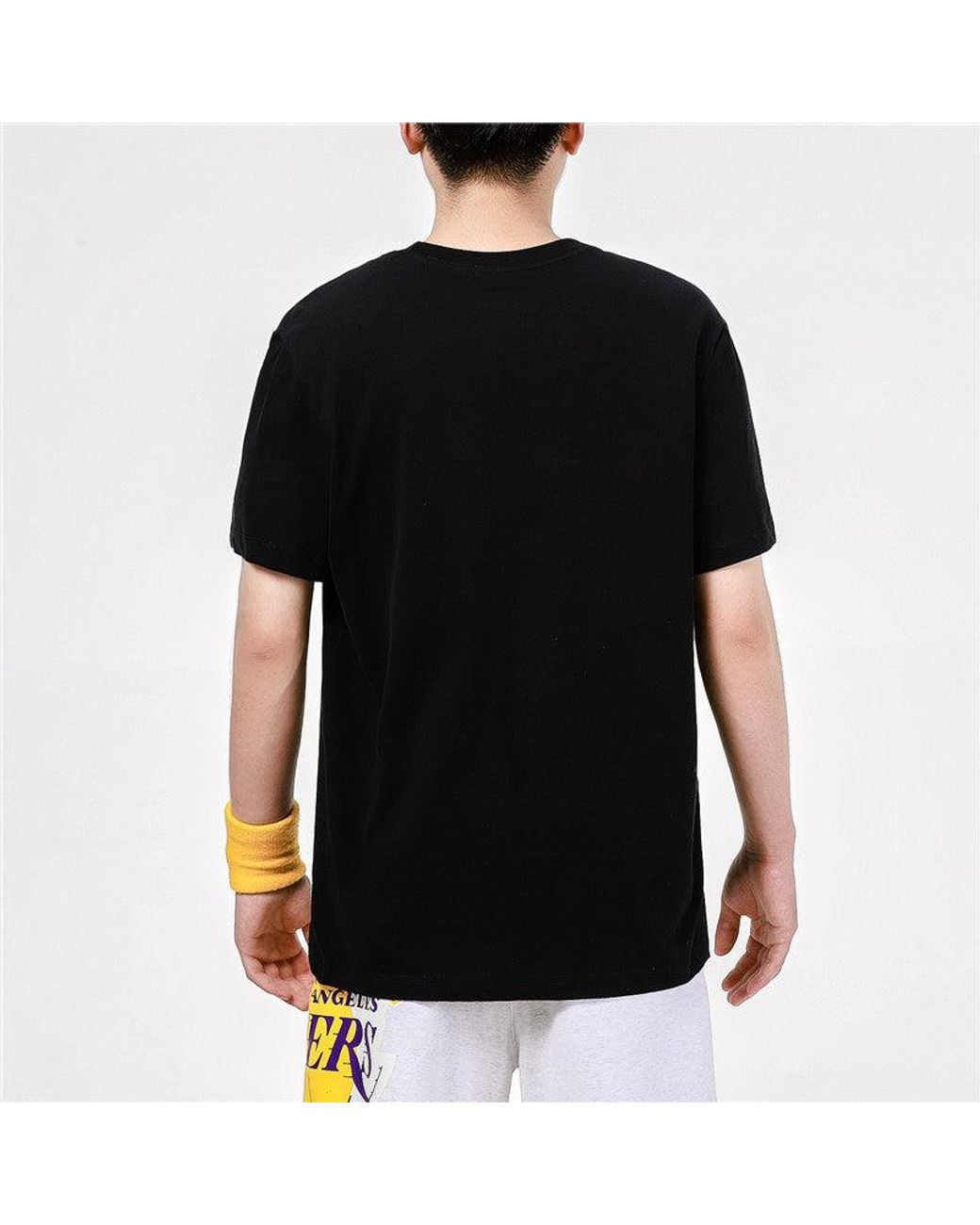 Nike Black Dri-Fit Nba Los Angeles Lakers Printing Basketball Sports Round Neck Short Sleeve for men
