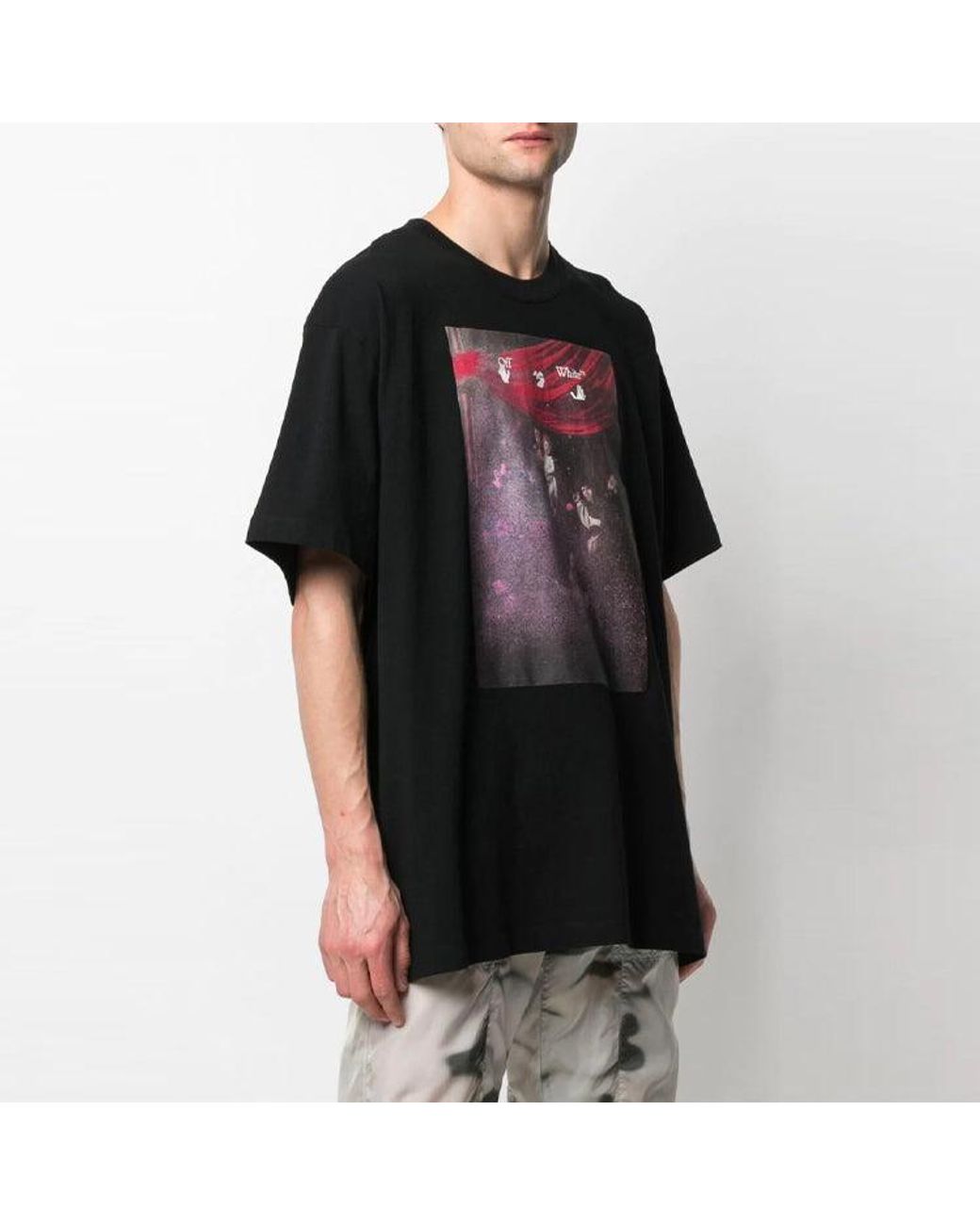 Off-White c/o Virgil Abloh Black Pattern Arrow Printing Loose Fit Short Sleeve for men