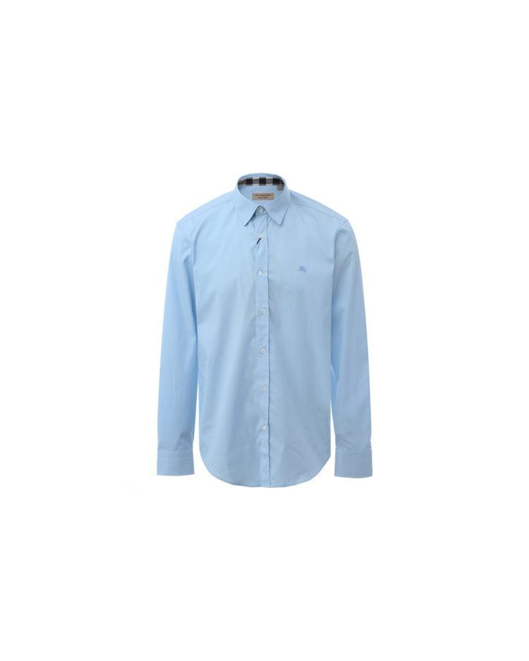 Burberry Blue Cotton Classic Long Sleeves Shirt for men