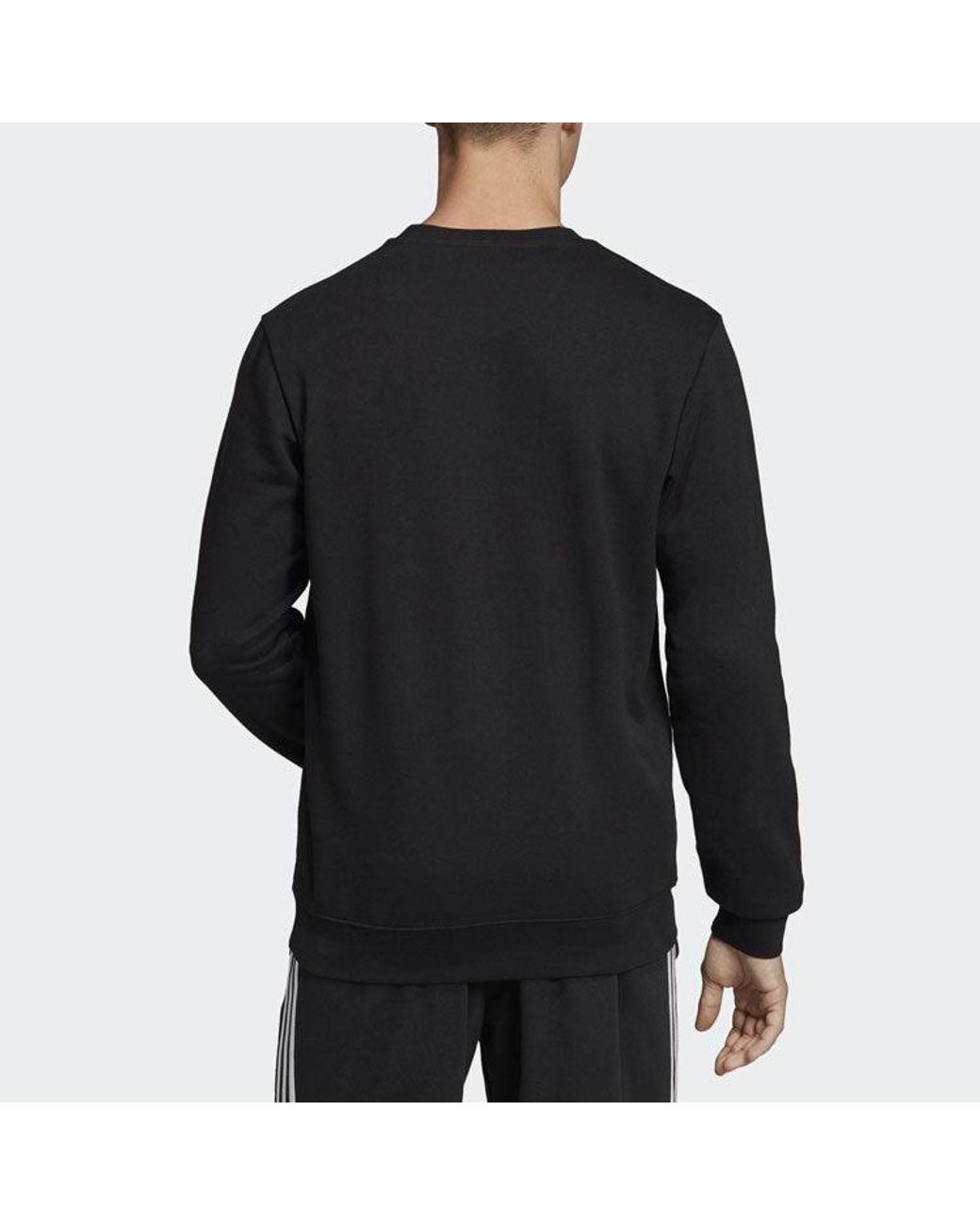 Adidas Black C90 Brd Letter Print Sports Crew Neck Sweatshirt for men