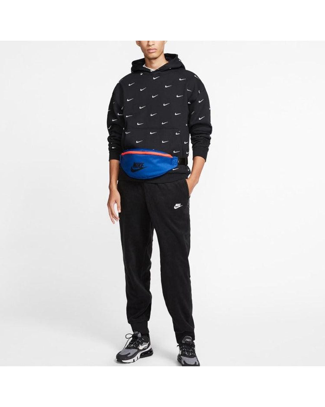 Nike Black All Over Swoosh Logo Hoodie for men
