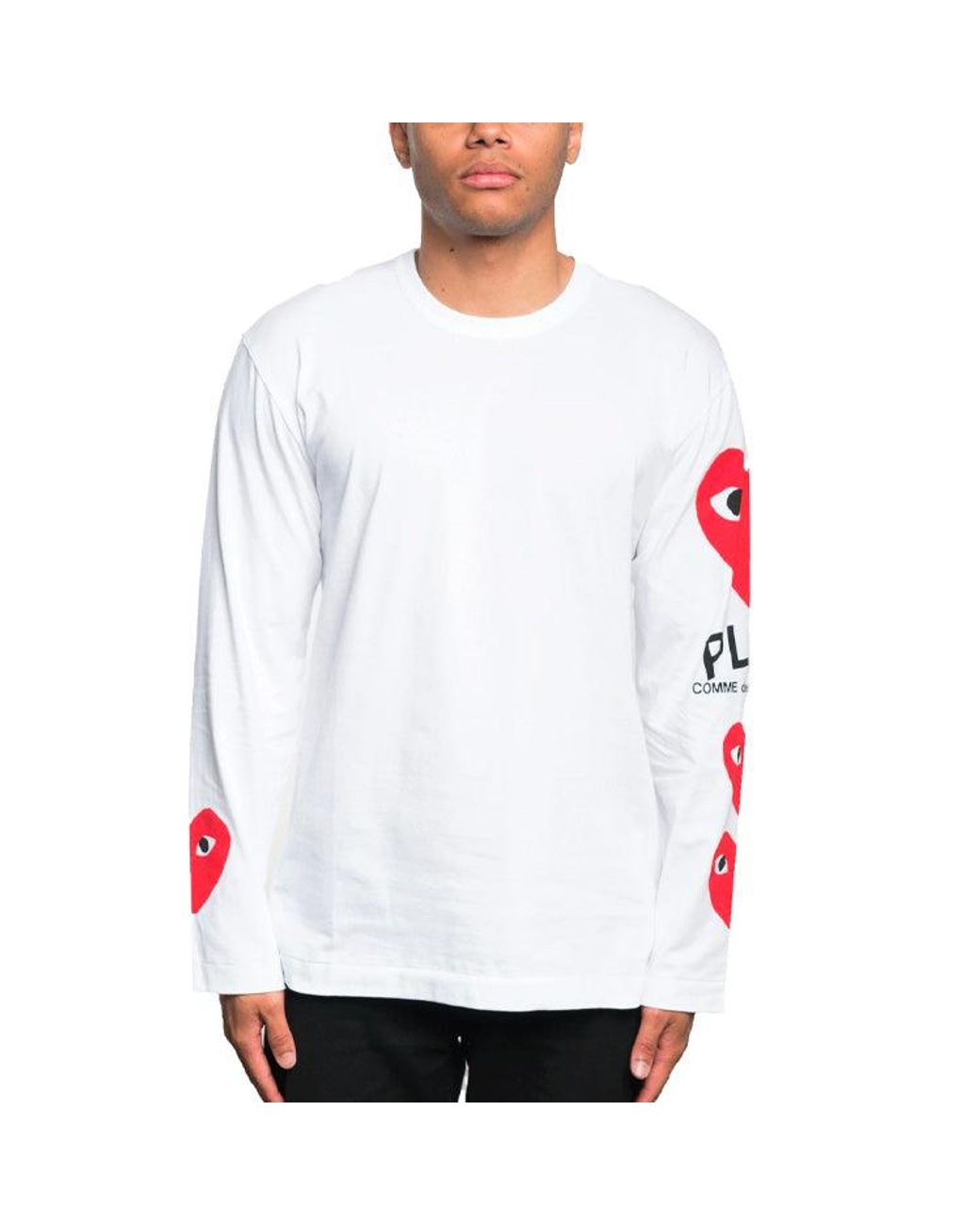 COMME DES GARÇONS PLAY White Printed Sleeve Long-Sleeve for men
