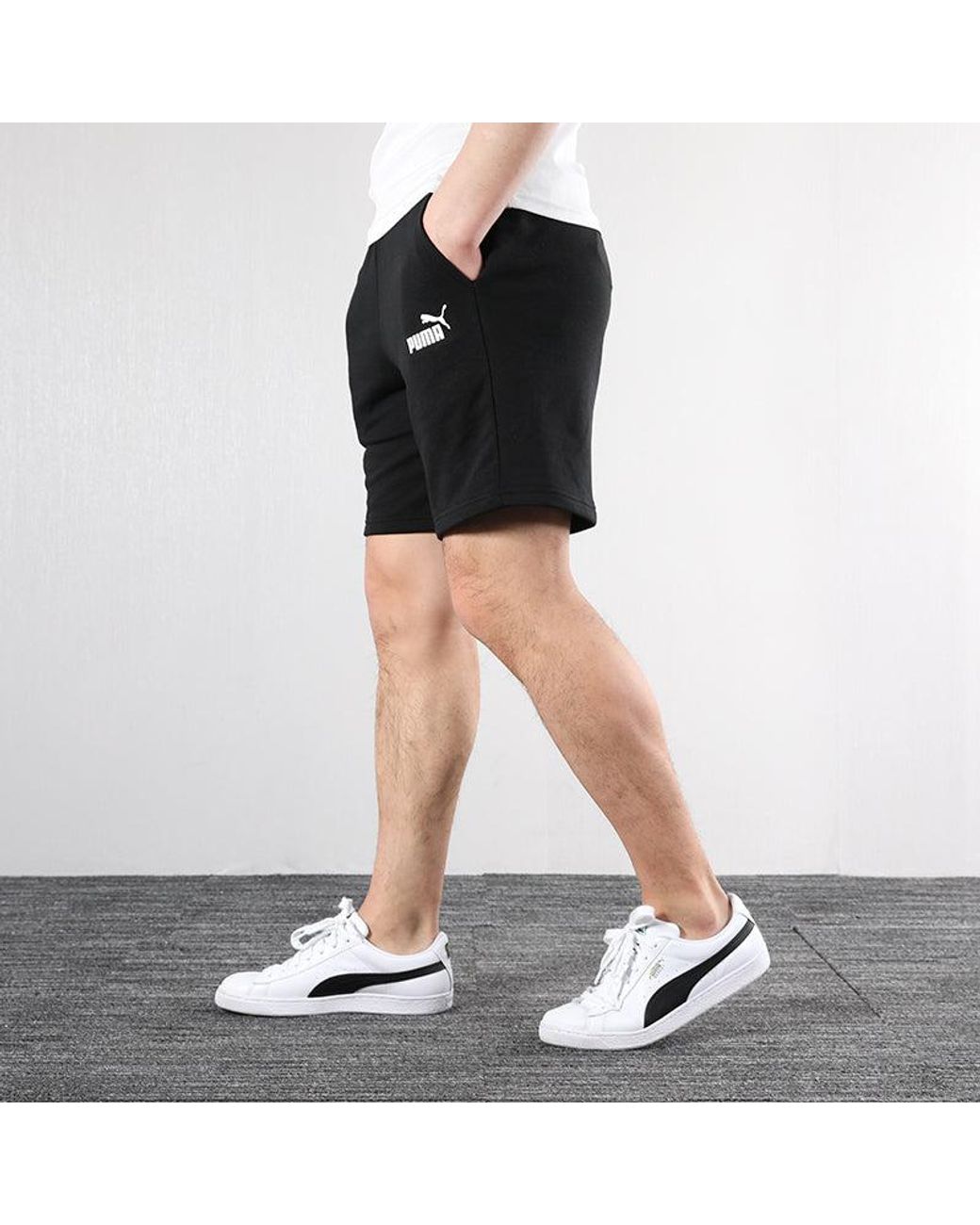 PUMA Black Ess Sweat Training Sport Shorts for men
